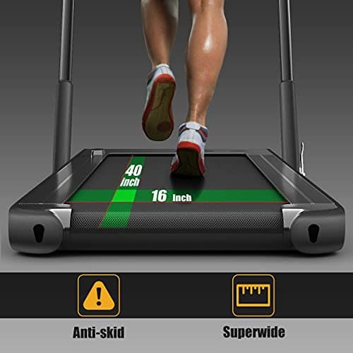 Goplus 2 in 1 Folding Treadmill, 2.25HP Under Desk Electric Treadmill, Installation-Free, with Remote Control, Bluetooth Speaker and LED Display, Walking Jogging Machine for Home/Office Use (Black) 9