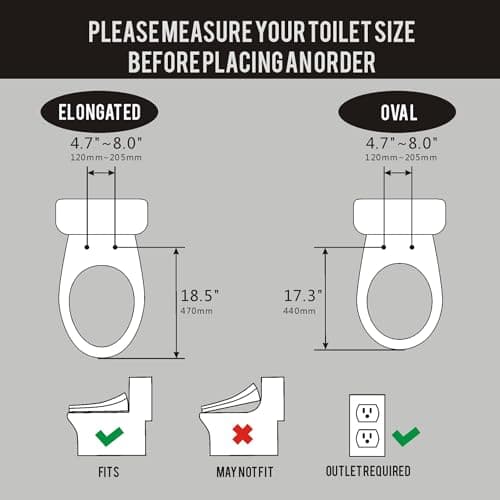 WLJBIDET Bidet Toilet Seat, Electric Bidet with Heated Toilet Seat, Instant Warm Water & Air Drying, Temperature Adjustable, Side Panel Control, Display Screen, Night Light, Elongated 6