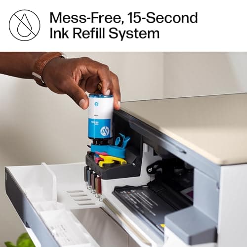 HP Smart Tank 5000 Wireless All-in-One Ink Tank Printer, Scanner, Copier with 2 Years of Ink Included, Best-for-Home, Cartridge-Free, Refillable, AI-Enabled, an EcoTank Alternative (5D1B6A) 5