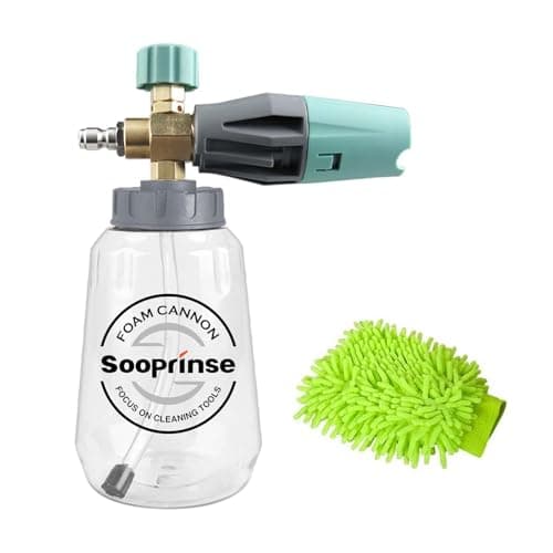 Sooprinse Foam Cannon, Adjustable Snow Foam Lance Transparent Body, Professional Car Foam Blaster with 1/4 Inch Quick Connector, 4000 PSI, 1L