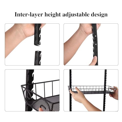 SWOMMOLY Adjustable Wall Mount Spice Rack, 9-Tier Dual-use (Multi-use) Organizer, Black 6
