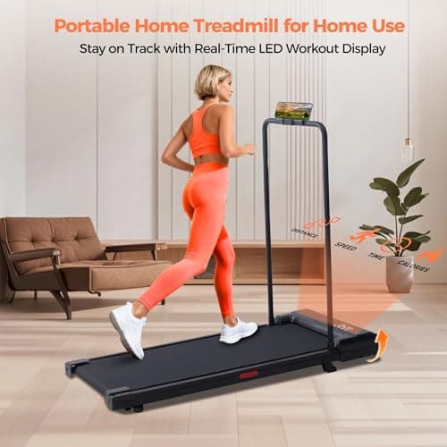 SUOUER Walking Pad Treadmill with Incline, 2026 Upgrade Portable Under Desk Treadmill for Home Small with Handles, 3.0HP Walking Pad with Handle Bar, 0.6-7.6MPH, 350LBS 8