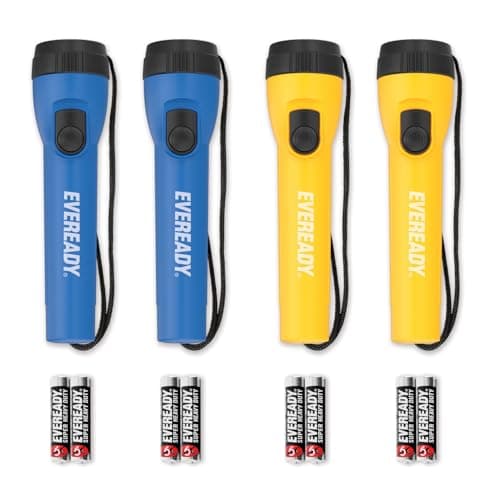 EVEREADY LED Flashlights (4-Pack), Bright Flashlights for Emergencies and Camping Gear, Flash Light with AA Batteries Included, Blue/Yellow (4-Pack) 7