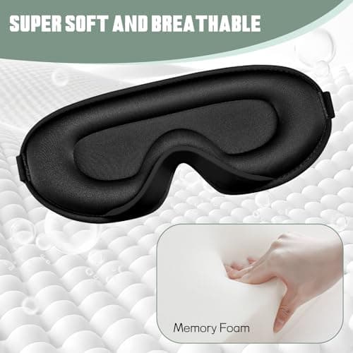 Sleep Mask for Side Sleeper Men Women | Zero Eye Pressure 3D, Light Blocking Design, Soft Breathable Eye Shade Cover for Travel, Black 6