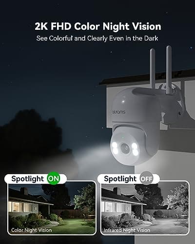 blurams 2K Outdoor Camera Wired, 5GHz/2.4GHz Wi-Fi Cameras for Home Security Outside with 360° PTZ, Color Night Vision, Motion Detection Tracking, Two-Way Audio, IP66 Weatherproof, Works with Alexa 2