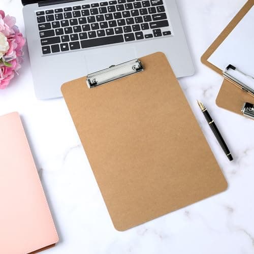 Macroclo Wood Clipboards Set of 2, Letter Size Hardboard Clip Board 8.5x11 for Classroom, Students, Kid, A4 Standard Size 9" x 12.5" with Low Profile Clip, Office & School Supply 7
