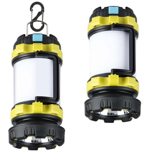 BOBKID 2 Pack Camping Lantern, Outdoor LED Camping Light, Rechargeable Flashlights with 1000LM, 6 Modes, IPX5 Waterproof Portable Emergency Camp Light for Hurricane Survival - Green
