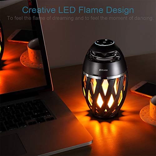 DiKaou Led Flame Table lamp, Torch Atmosphere Bluetooth Speakers&Outdoor Portable Stereo Speaker with HD Audio and Enhanced Bass,LED flickers Warm Yellow Lights BT4.2 for iPhone/iPad/Android 6