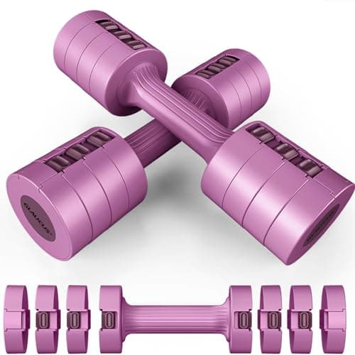 GLAUCUS Adjustable Weight Dumbbells Set- A Pair 4lb 6lb 8lb 10lb (2lb-5lb Each) Free Weights Set for Women at Home Gym Equipment Workouts Strength Training for Teens,Purple 7