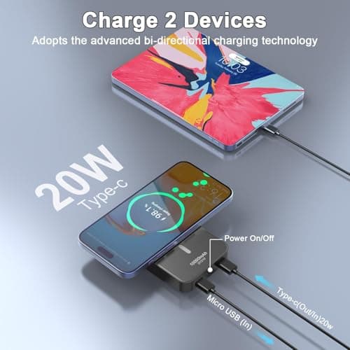 Magnetic Portable Charger, 10000mAh Power Bank with PD 20w Fast Charging, USB C in&Out Battery Pack, Compatible with Mag-Safe for iPhone 16/15/14/13/12 Pro/Pro Max Series, Samsung, Android, and More 5