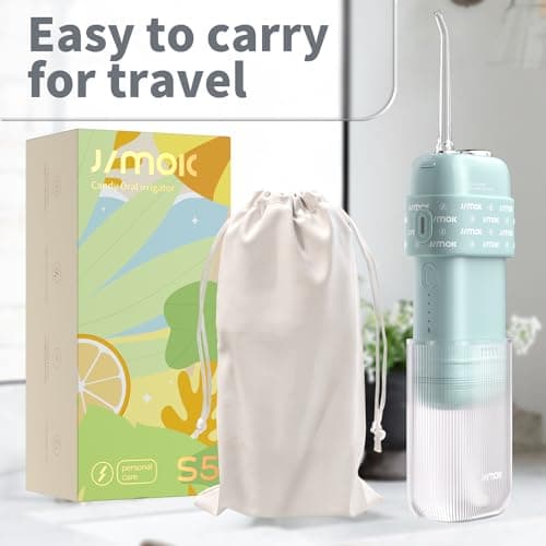 JIMOK Portable Water Flosser Mini Cordless Portable Oral Irrigator Water Teeth Cleaner Pick,Telescopic Water Tank,4 Modes & IPX8 Waterproof, Home & Travel Water Flossers for Teeth & Braces Care(Blue) 7