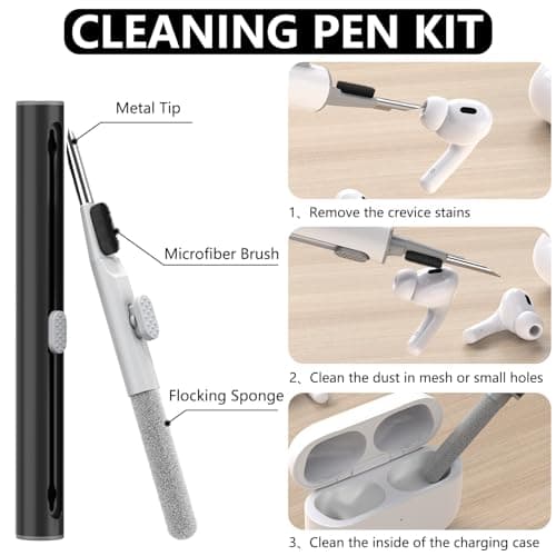 Ljusmicker for AirPods Pro Case Cover with Cleaner Kit,Soft Silicone Protective Cover for Apple AirPod Pro 2nd/1st Generation Case for Women Men,AirPods Pro 2/Pro Case Accessories with Keychain-Black 3