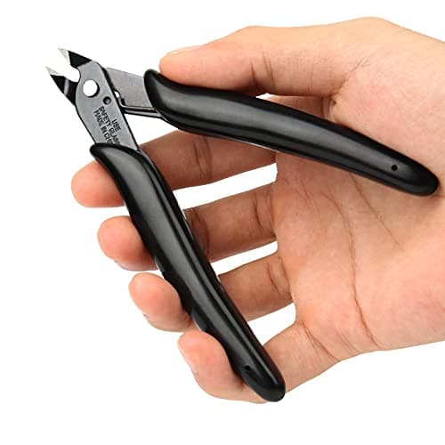 BOENFU Micro Wire Cutters 5 Inch 3d Print Snips Model Nippers Filament Zip Tie Flush Cutter for Jewelry Making, Soft Copper Wire, Crafts, Floral, Electronics, Black 5