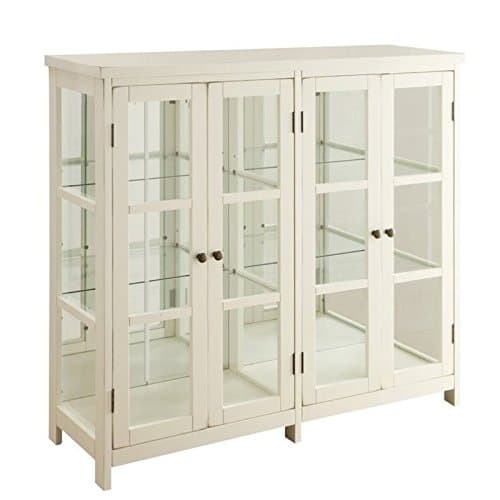 BOWERY HILL 4 Door Glass Display Curio China Accent Cabinet in Antique White 5