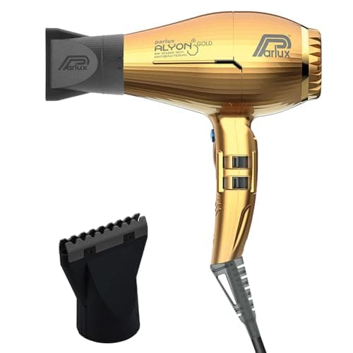 Parlux Alyon Gold Hair Dryer + M Hair Designs Hot Blow Attachment (Bundle) – Lightweight, Fast-Drying, Ionic Blow Dryer for Frizz-Free, Salon-Quality Styling
