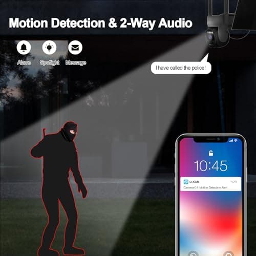 wellnk-iot 4G LTE Solar Cellular Security Camera, U.S. Local SIM&SD Card Included, No WiFi Needed, 2K Live Video, 360° Full View, Color Night Vision, PIR Motion Sensor, Flashlight&Siren Alerts 6
