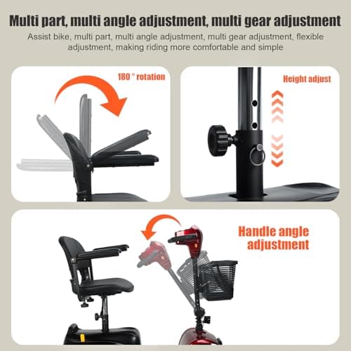 4-Wheel Electric Scooter for Adults | Long Range Mobility Scooter with Basket, Charger & 265 lbs Capacity for Seniors Outdoor Use (Red and Black) 7