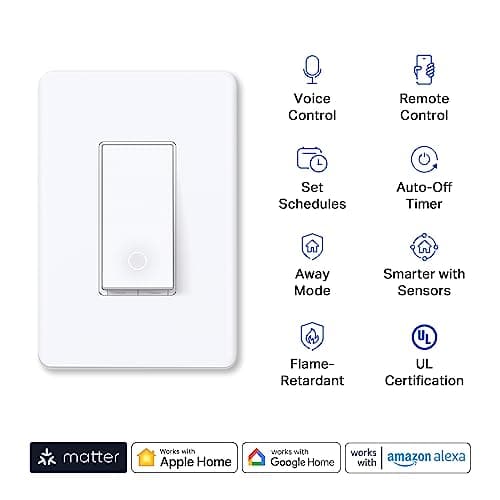 TP-Link Tapo Matter Smart Light Switch: Voice Control w/Siri, Alexa & Google Home | UL Certified | Timer & Schedule | Easy Guided Install | Neutral Wire Required | Single Pole | Tapo S505(2-Pack) 2