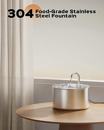 Cat Water Fountain: Stainless Steel Pet Water Fountains Indoor Metal Automatic Cat/Dog Waterer Bowls Faucet Bottle Watering Pets 24/7 Running Water Dispenser for Drinking 7