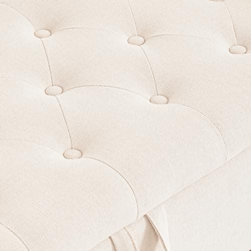Furniliving 51” Storage Benches, End of Bed Bench with Button-Tufted Large Upholstered Storage Ottoman Linen Window Bench with Storage Shoe Cabinet Bench, for Bedroom, Entryway, Closet, Beige 7