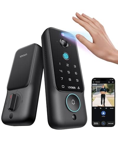 Lockin Veno Plus Smart Lock with 2K 180° Security Camera & Video Doorbell, AI Local Storage, Palm Vein/Fingerprint Keyless Entry Door Lock, Smart Locks for Front Door Bulit in Wi-Fi, App Control