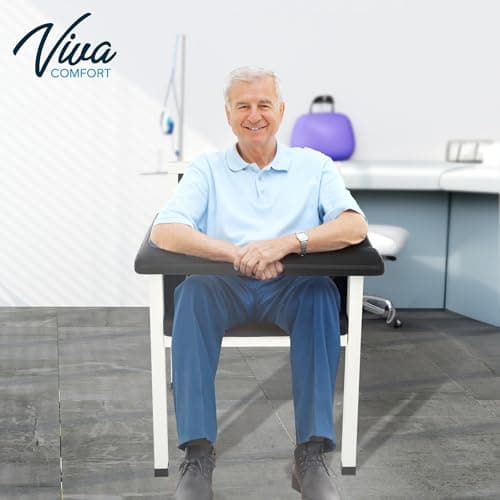 Vivacomfort Luxe Upholstered Blood Drawing Chair – Padded Phlebotomy Seat w/Adjustable Armrest & Steel Framing – Ideal for Hospitals & Medical Facilities (Black) 5