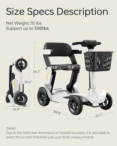 Mobility Scooter for Adult, 25 Miles Endurance Lightweight Mobility Scooter, Folding Mobility Scooters for Adult, Powered Mobility Scooter All Terrain Motorized Scooter Collapsible 8