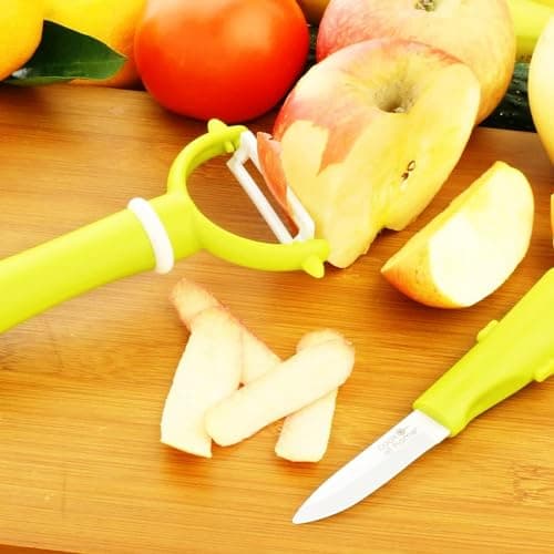Green Ceramic Vegetable Fruit Knife & Peeler Gadget 2-in-1 Cook at home (Potatoes, Carrots, Apples, etc.) 7