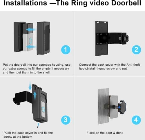 AOZTSUN Anti-Theft Adjustable Video Doorbell Mount Compatible with Ring/Blink Wireless Video Doorbell, Mounting Bracket Accessories for Houses, Apartments, Not for Security Door 6