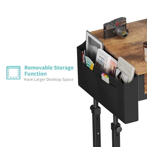 WINAZ Rolling Standing Desk Adjustable Height with Drawers on Wheels, 40 Inch Portable Mobile Stand Up Computer Desks for Bedroom Home Office, Couch Sofa Side Laptop Table with Storage, Rustic Brown 8