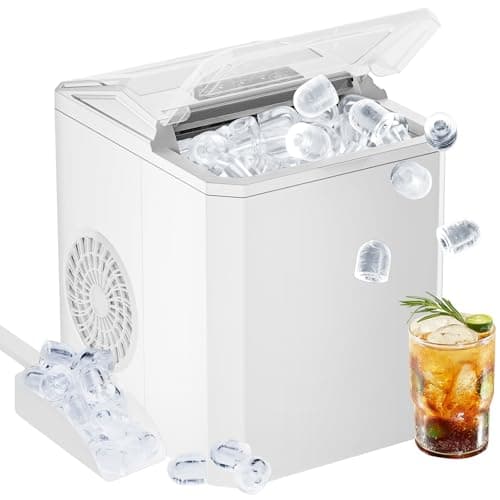Sweetcrispy Countertop Ice Maker, Portable Ice Machine Self-Cleaning, 9 Cubes in 6 Mins, 26 lbs/24Hrs, 2 Sizes of Bullet Ice for Home Party Office
