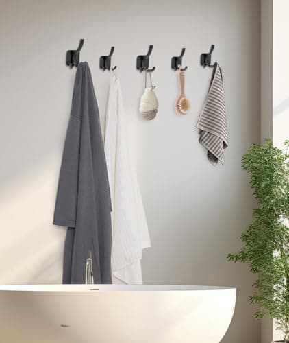 Optish Black Coat Hooks Wall Mount, Wall Hooks for Hanging Heavy Duty, Backpack Hooks for Wall, Metal Towel Hooks for Hat Coat Towel (6Pack, Black) 6