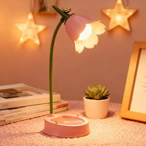 magical JD LED Desk Lamp Cordless Table Light Adjustable Gooseneck Dimmable Touch Rechargeable Battery Eye-Caring Night Light for Kids,Mini Cute Lamp for College Dorm Bedroom Reading 8