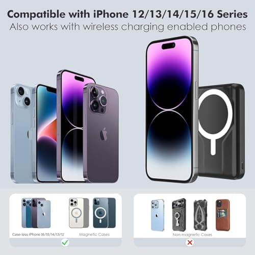 Azmuth Wireless Portable Charger with Stand, Slim 10000mAh Magnetic Power Bank for Magsafe, 22.5W Fast Charging Battery Pack Compatible with iPhone 17/16/15/14/13/12 Series 6