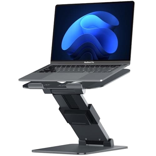JCZT Adjustable Standing Laptop Stand for Desk [Lift Up to 20'' ], Ergonomic Laptop Riser Converter, AluminumComputer Stand for MacBook Air Pro, HP, Dell, All 10-17 Inch Laptops