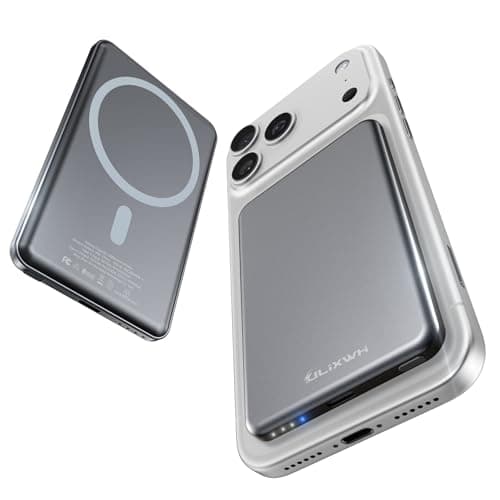 [0.3" Ultra Slim] [Alloy-Made] ULiXWH for Magsafe Portable Charger for iPhone, 2025 Upgrade 5000mAh Fast Charging Magnetic Power Bank, Wireless Battery Pack for iPhone 17 Air 16 15 Pro Max 14 13, Grey