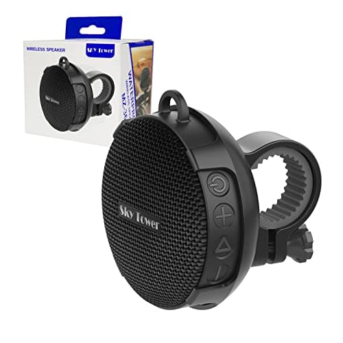 Sky Tower Upgraded Compact Portable Bluetooth 5.0 Wireless Bike 5W/8W Stereo Speaker, IP67 Waterproof Outdoor &10h Play Time, Advanced Class D Amplifier & Built-in Weighty Bass (5W Speaker)