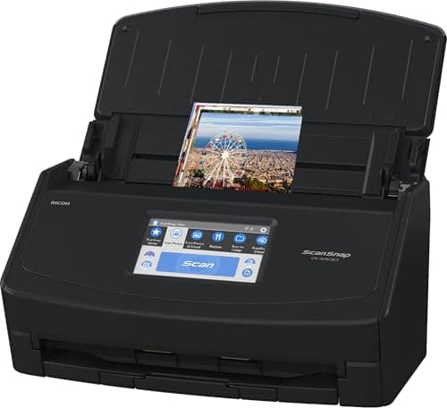 ScanSnap iX1600 Wireless or USB High-Speed Cloud Enabled Document, Photo & Receipt Scanner with Large Touchscreen and Auto Document Feeder for Mac or PC, 17 watts, Black