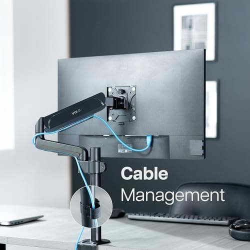 VIVO Single Monitor Arm Mount for 17 to 32 inch Screens - Tension Height Adjustment, Full Articulating Tilt, Swivel, Heavy Duty VESA Stand with Desk C-clamp and Grommet Option STAND-V001K 9