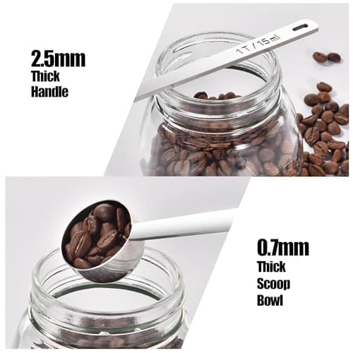 18/8 Stainless Steel Coffee Scoop, Doosu Food-Grade Metal Measuring Spoon with 6.9in Long Handle, Tablespoon Scooper for Coffee Beans, Ground Coffee, Espresso, Protein Powders, Tea, Sugar (1 Tbsp) 7