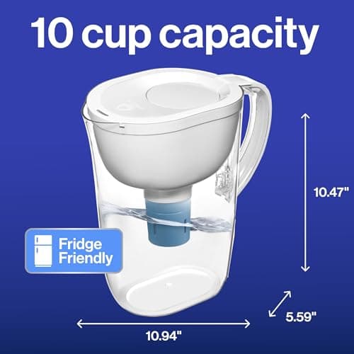 Brita Water Pitcher, Everyday Elite Filter, Removes 99% of Lead, Includes 1 Filter, 10-Cup Capacity, White 12