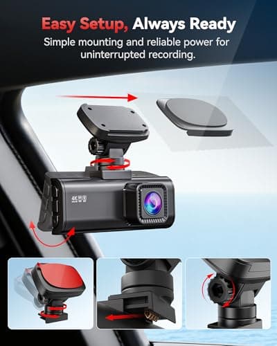 REDTIGER F7N 4K Dual Dash Cam, 5.8GHz WiFi-20 MB/s Fast Transfer, 64GB Card, Front 4K/2.5K and Rear 1080P Dash Camera for Cars with 3.18'' Screen, Precise GPS, Parking Monitor, Support 256GB Max 8