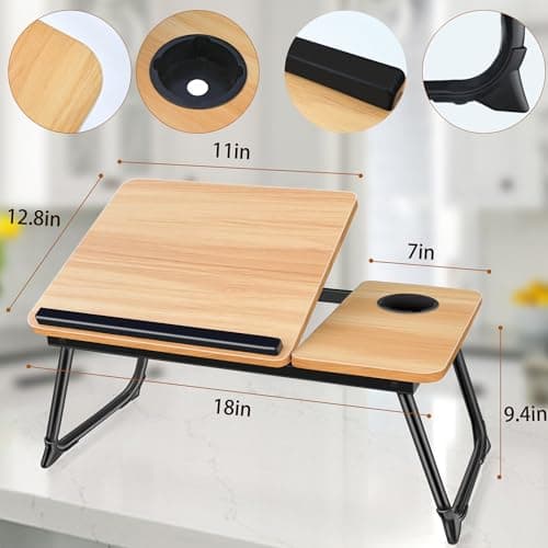 Adjustable Laptop Desk for Bed,Bed Table for Laptops,Laptop Stand for Beds,Lap Desk Foldable Bed Desk for Laptops and Writing,Portable Beds Tray Table with Cup Holder 7