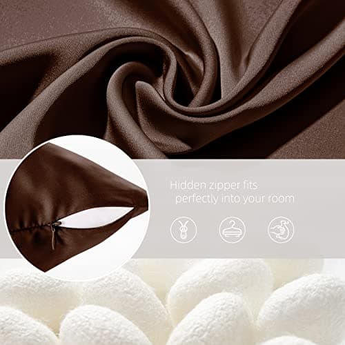 Silk Pillowcase for Hair and Skin Mulberry Silk Pillowcase Soft Breathable Smooth Both Sided Natural Silk Pillowcase with Zipper Beauty Sleep Silk Pillow Case 1 Pack for Gift(Standard,Brown) 6