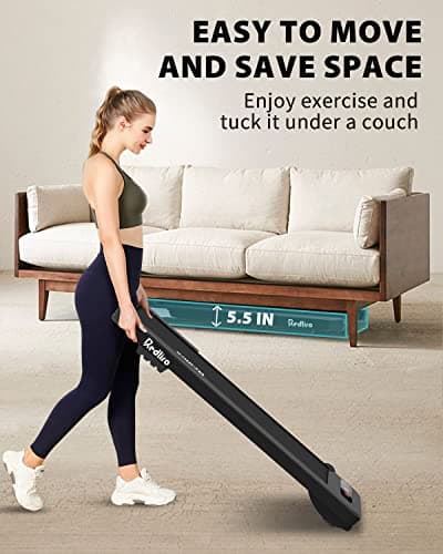 REDLIRO Under Desk Treadmill Walking & Jogging Machine Portable Motorized Walking Pad with Led Display, Remote Control & Bluetooth Speaker Compact for Small Home Office use, Black-without bar 6
