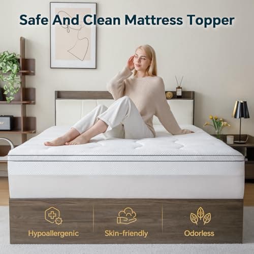 GEMBED 4 Inch Memory Foam Mattress Topper Medium XL Size - Dual Layer 3 Inch Cooling Gel Memory Pad and 1 Inch Pillow Top Mattress Cover for Back Pain - 39" x 70" x 4" 6
