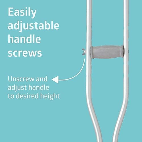 Medline Medium Aluminum Crutches For Adults & Seniors 5’2”–5'10" Tall, Walking Aid For Reliable Balance, Comfortably Holds Up To 300 lbs. 5
