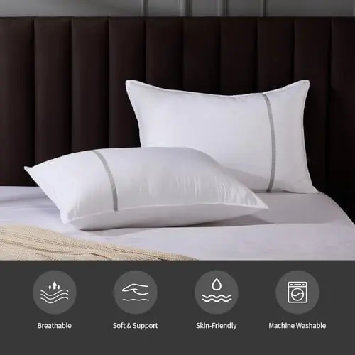 MUFEW Bed Pillows Standard Size Set of 2, Firm Hotel Pillows for Sleeping, Cooling Pillows for Side & Back Sleepers, Down Alternative Filling, 20 x 26 Inches 6