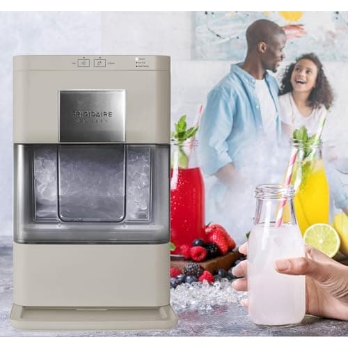 Frigidaire Nugget Ice Maker, Countertop Ice Machine with Transparent Window, Sonic Ice Maker with 44 lbs. Capacity, Auto Self Cleaning Ice Maker Machine, 2.0 Gen, Cream - 16.75D x 11.75W x 20.25H 10