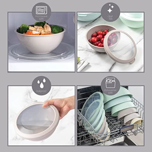 COOK WITH COLOR Nesting Mixing Bowls - 12 Piece Plastic Bowl Set with Lids, Microwave Safe (Mint Ombre) 7